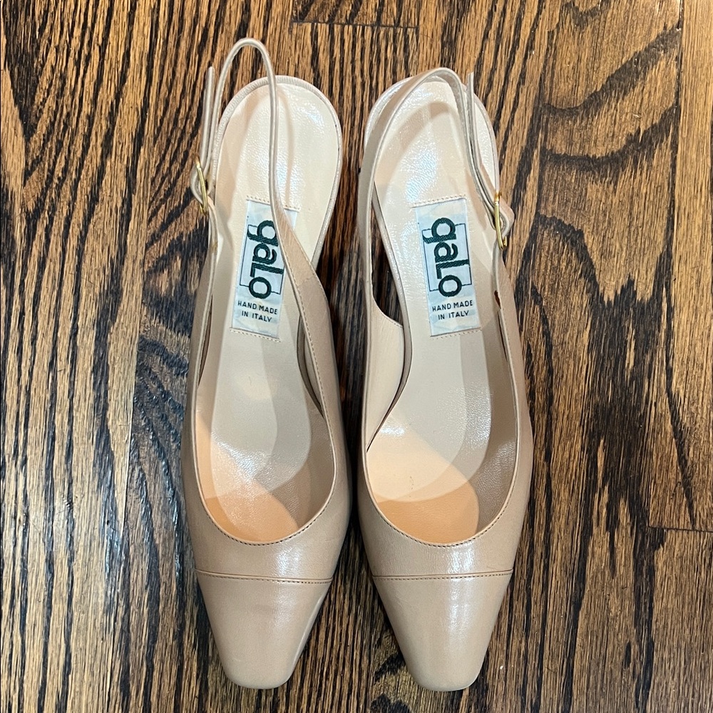Galo Italian Handmade Beige Slingback Heels